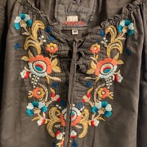 JOHNNY WAS EMBROIDERY TUNIC TOP